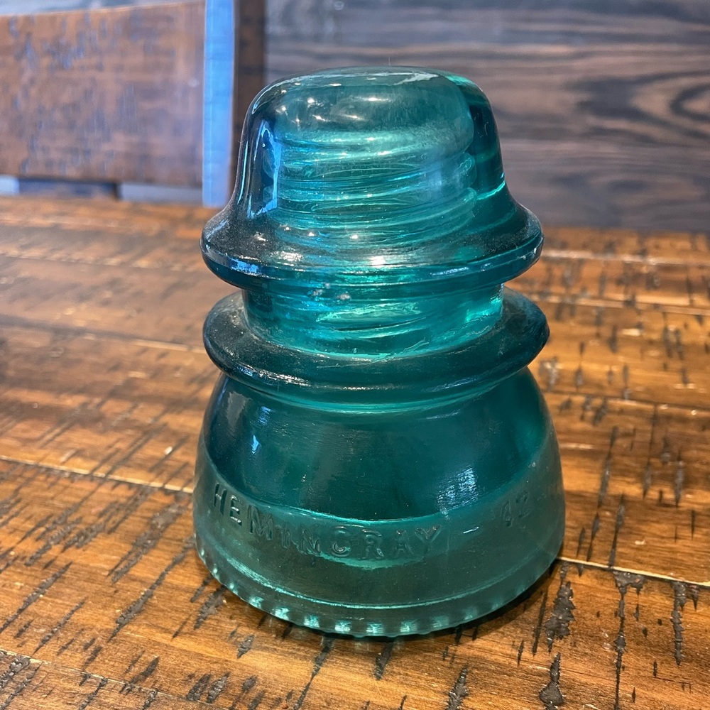 Vintage Hemingray 42 teal insulator